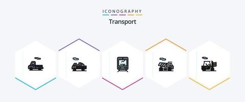 paquete de iconos de transporte de 25 líneas completas que incluye . transporte. transporte. describir. transporte vector