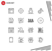 16 iconos creativos signos y símbolos modernos de eventos crecer gráfico ux engranaje elementos de diseño vectorial editables vector