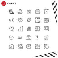 Group of 25 Modern Lines Set for promote startup business launch movie Editable Vector Design Elements