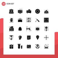 Modern Set of 25 Solid Glyphs and symbols such as fathers day dad device bag lens Editable Vector Design Elements