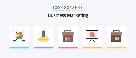 paquete de iconos de 5 planos de marketing comercial que incluye presentación. negocio. estampilla. marketing. economía. diseño de iconos creativos vector