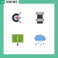 Set of 4 Commercial Flat Icons pack for computer finance hard drive disk engineering cloud Editable Vector Design Elements