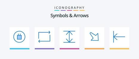 Paquete de 5 iconos azules de símbolos y flechas que incluye . flecha. hogar. diseño de iconos creativos vector