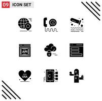 9 Creative Icons Modern Signs and Symbols of software api concept phone api tube Editable Vector Design Elements