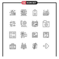 User Interface Pack of 16 Basic Outlines of cable plug utensil electric label Editable Vector Design Elements