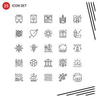 Set of 25 Modern UI Icons Symbols Signs for geometry build upload tech hosting Editable Vector Design Elements