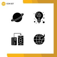 4 Creative Icons Modern Signs and Symbols of planet cashless flag education digital Editable Vector Design Elements