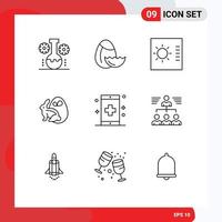 Editable Vector Line Pack of 9 Simple Outlines of fitness app control rabbit bynny Editable Vector Design Elements