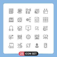 Group of 25 Modern Lines Set for fruit food mail programming development Editable Vector Design Elements