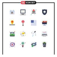 16 Universal Flat Colors Set for Web and Mobile Applications place map laptop tooth protection Editable Pack of Creative Vector Design Elements