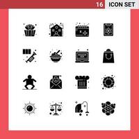 Modern Set of 16 Solid Glyphs and symbols such as instrument brass cold clip clipboard Editable Vector Design Elements