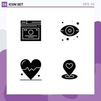 Group of 4 Solid Glyphs Signs and Symbols for layout beat quicklinks server science Editable Vector Design Elements