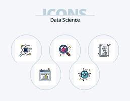 paquete de iconos lleno de línea de ciencia de datos 5 diseño de iconos. puerta. conversión. filtrar. código. web vector