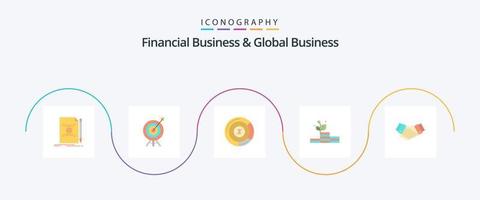 paquete de iconos plano 5 de negocios financieros y negocios globales que incluye acuerdo. dinero. junta. crecimiento. compartir vector