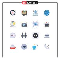 16 Universal Flat Colors Set for Web and Mobile Applications camera notification pollution mobile network Editable Pack of Creative Vector Design Elements