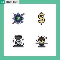 Stock Vector Icon Pack of 4 Line Signs and Symbols for accept cooking gear dollar kitchen scale Editable Vector Design Elements