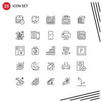 25 User Interface Line Pack of modern Signs and Symbols of report cell graphic phone web page Editable Vector Design Elements