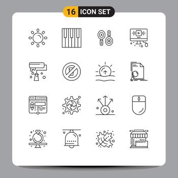 paquete de interfaz de usuario de 16 esquemas básicos de internet sonido en línea youtube computación elementos de diseño vectorial editables vector