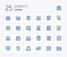 aprendizaje de 25 paquetes de iconos de color azul, incluido el móvil. jugar. libro. aprendiendo. e aprendizaje vector