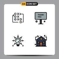 Pictogram Set of 4 Simple Filledline Flat Colors of game thanks tactic sign question Editable Vector Design Elements