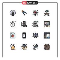 16 User Interface Flat Color Filled Line Pack of modern Signs and Symbols of lump home crimping web target Editable Creative Vector Design Elements