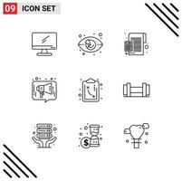 Modern Set of 9 Outlines and symbols such as marketing chat market watch percentage calculation Editable Vector Design Elements