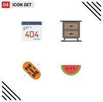 Group of 4 Modern Flat Icons Set for develop hobby web interior fruit Editable Vector Design Elements