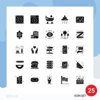 paquete de iconos vectoriales de stock de 25 signos y símbolos de línea para artes música cama cocina alimentos elementos de diseño vectorial editables vector