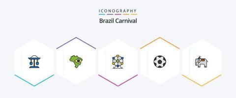 Brazil Carnival 25 FilledLine icon pack including monument. atomium. map. celebration. brazilian vector