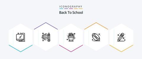 Back To School 25 Line icon pack including . . pencil pot. school supplies. football vector