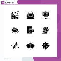 Stock Vector Icon Pack of 9 Line Signs and Symbols for search look business find presentation Editable Vector Design Elements