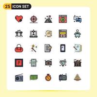 25 User Interface Filled line Flat Color Pack of modern Signs and Symbols of support chat company unlock design Editable Vector Design Elements