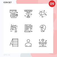 9 Thematic Vector Outlines and Editable Symbols of experience paper direction insurance pole wind Editable Vector Design Elements