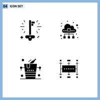 User Interface Pack of 4 Basic Solid Glyphs of business bucket success technology ice Editable Vector Design Elements