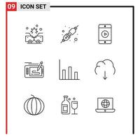 9 iconos creativos signos y símbolos modernos de elementos de diseño vectorial editables del juego de dibujo de teléfono gráfico vector