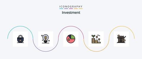 Investment Line Filled Flat 5 Icon Pack Including asset. investment. investment. growth. investment vector