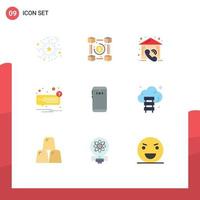 Universal Icon Symbols Group of 9 Modern Flat Colors of unread sms payments message real Editable Vector Design Elements