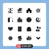 16 User Interface Solid Glyph Pack of modern Signs and Symbols of diving speaker architecture megaphone school Editable Vector Design Elements