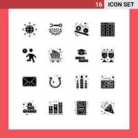 Modern Set of 16 Solid Glyphs and symbols such as clock isotope deadline interface watch Editable Vector Design Elements