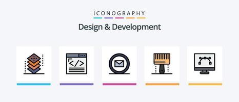 Design and Development Line Filled 5 Icon Pack Including round. design. web design. cross. math. Creative Icons Design vector