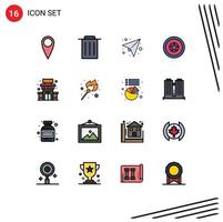 16 Flat Color Filled Line concept for Websites Mobile and Apps fire store send shop medal Editable Creative Vector Design Elements