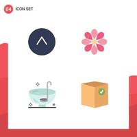 Editable Vector Line Pack of 4 Simple Flat Icons of arrow drink flower flower punch Editable Vector Design Elements