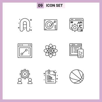 Editable Vector Line Pack of 9 Simple Outlines of dollar scince api data draw Editable Vector Design Elements