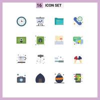 16 Universal Flat Colors Set for Web and Mobile Applications contact call folder storage empty Editable Pack of Creative Vector Design Elements