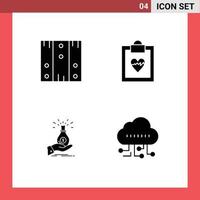 Pictogram Set of 4 Simple Solid Glyphs of box bag stock medical business Editable Vector Design Elements