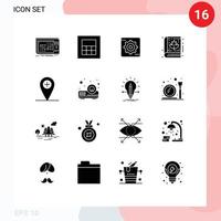 paquete de 16 signos y símbolos de glifos sólidos modernos para medios de impresión web como beamer plus setting agregar elementos de diseño de vectores editables de acción de gracias