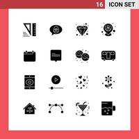 Modern Set of 16 Solid Glyphs Pictograph of day resources brilliant location hr Editable Vector Design Elements