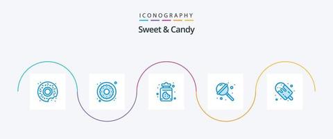 Sweet And Candy Blue 5 Icon Pack Including popsicle. dessert. food. candy. sugar vector