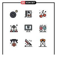 Set of 9 Modern UI Icons Symbols Signs for lock computer berry management human Editable Vector Design Elements