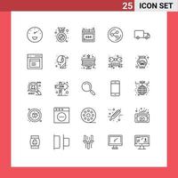 Universal Icon Symbols Group of 25 Modern Lines of communication transport error logistics social Editable Vector Design Elements